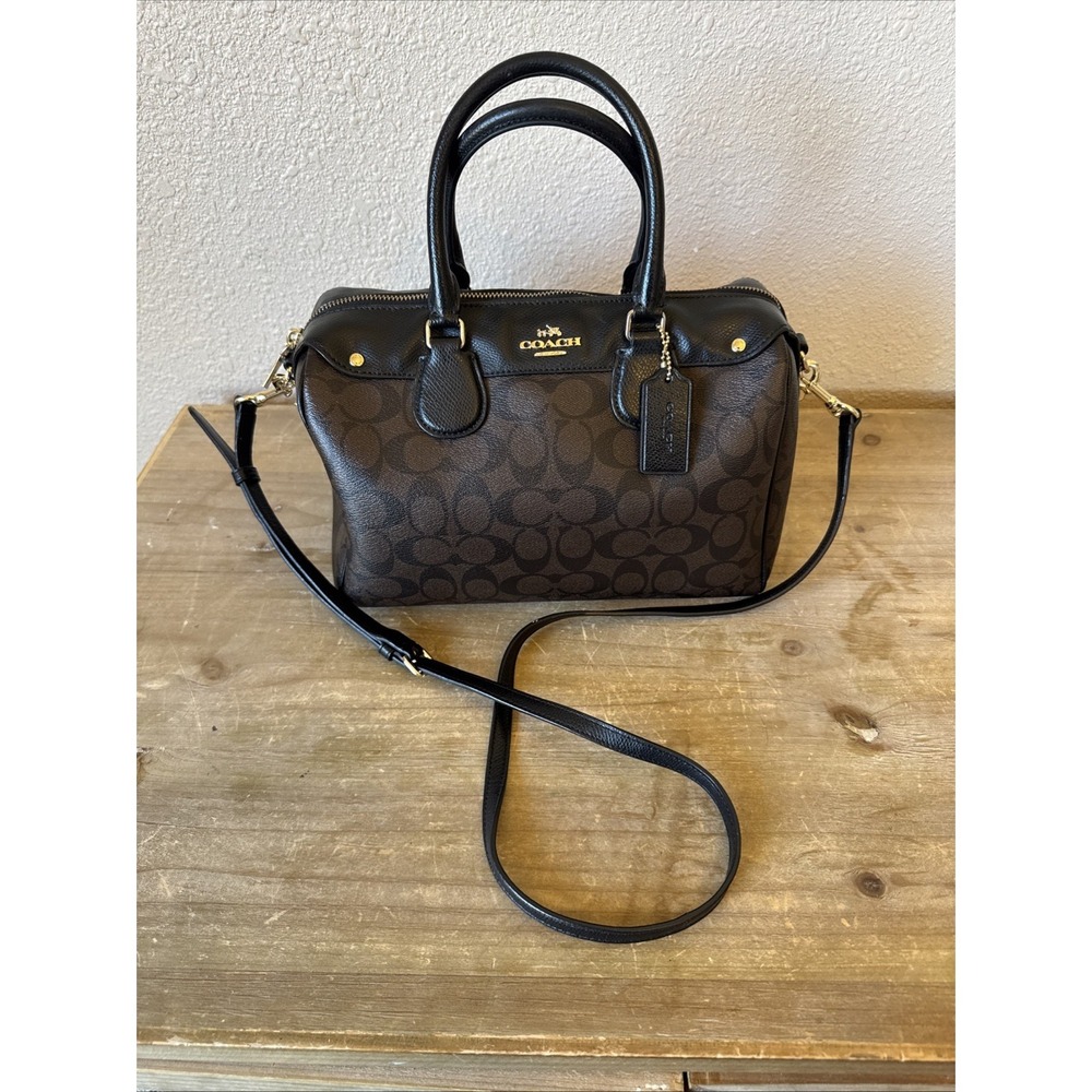 RARE Coach F36187 Mini Bennett Satchel Handbag Signature CC Canvas Crossbody Bag